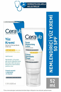 Cerave Yüz Nemlendirici Krem Normal ve Kuruya Dönük Ciltler İçin SPF50 52 ml 3337875814652
