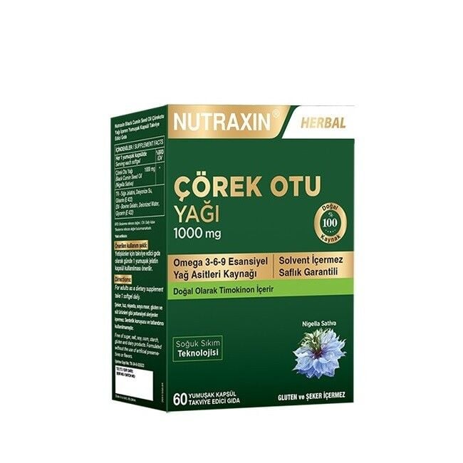 Nutraxin Nutraxin Çörek Otu Yağı 1000 mg 60 Kapsül