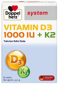 Doppelherz System Vitamin D3 1000 IU + K2 60 Tablet 4009932623574