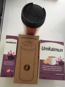 Umkaimun Mandarin Aromalı 15 Efervesan Tablet  + Umkaimun 15 Saşe  + Termos Bardağı HEDİYE