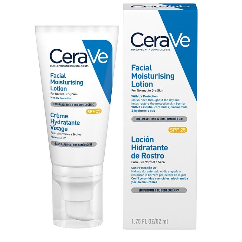 Cerave Nemlendirici Yüz Kremi Normal ve Kuru Ciltler Güneş Koruması İçeren 52 ml 3337875597487