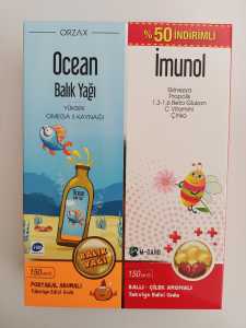 Ocean Balık Yağı Portakal Aromalı 150 ml + Imunol Şurup 150 ml - %50 İndirimli Kofre 8697595871256