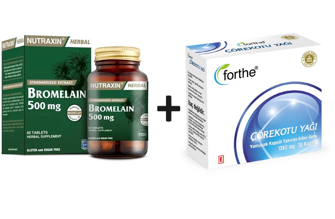 Nutraxin Bromelain 60 Tablet  - Forthe Çörek Otu Yağı 30 Kapsül