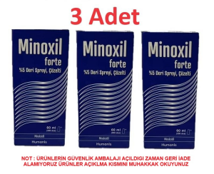 Minoxil Forte %5 60 ml Paket Deri Bakım Spreyi 3 Adet