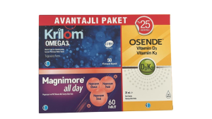 Krilom Omega3 50 Kapsül+ Magnimore Allday 60 Tablet + Osende D3k2 20 ml Avantajlı Paket
