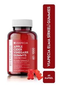 Viapecia Elma Sirkeli B12 & Folik Asit Gummy 60 Adet Jelatinsiz Glütensiz Vegan ve Gdo'suz